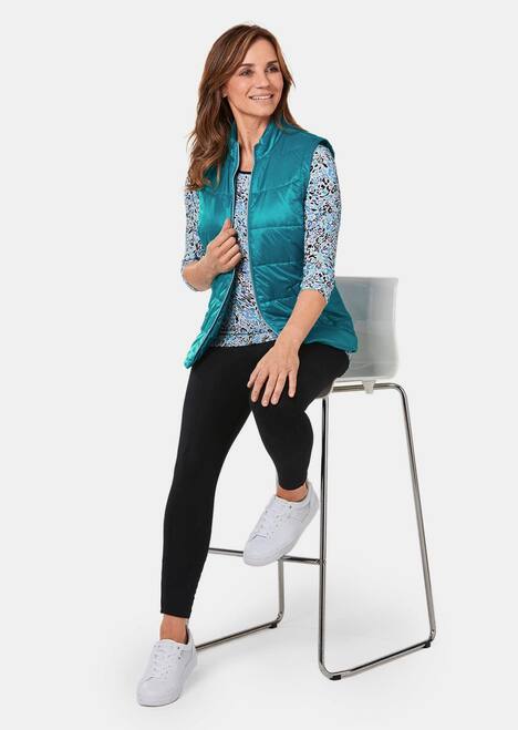 GOLDNER Gewatteerde bodywarmer Licht, doorgestikt vest met opstaande kraag