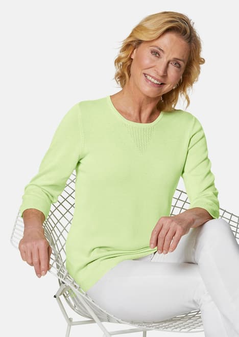 GOLDNER Pullover met ronde hals Zomerse, tricot pullover met ajourpatroon