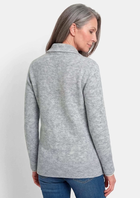 Melange-Cardigan mit Reißverschluss