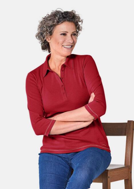 Basic-Poloshirt mit Stickerei aus reiner Baumwolle