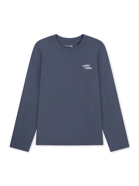 Schiesser Damen Pyjamaoberteil Mix Relax blaugrau