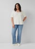 Ripp-T-Shirt mit Spitze am Ausschnitt