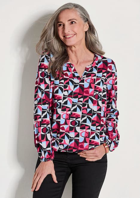 GOLDNER Gedessineerd shirt Jersey shirt in elegante blouselook