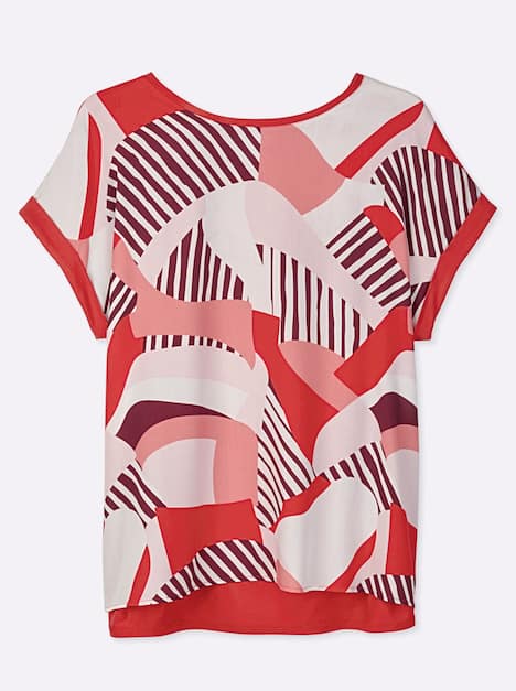 Shirt-Bluse Kurzarm Ohne Kragen