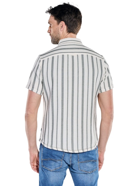 Herren Overshirt in Leno-Webung , Khaki