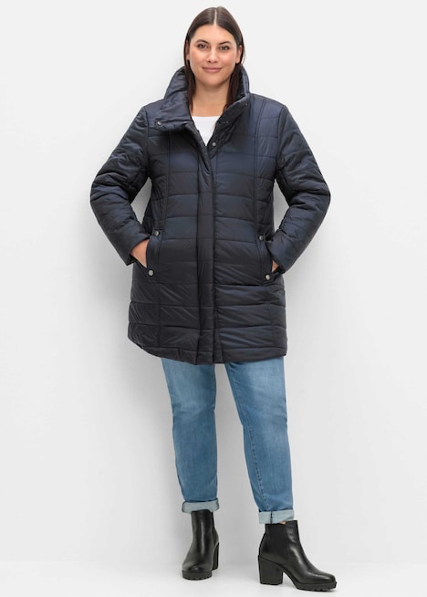 Steppjacke Langarm Uni Umlegekragen