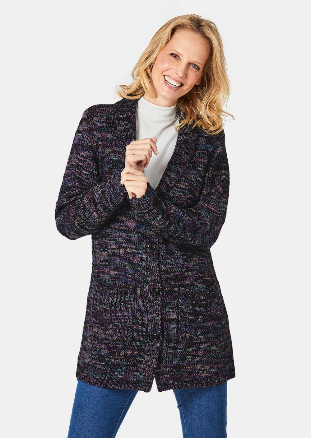 Kuschelweiche Strickjacke in kaschierender Länge