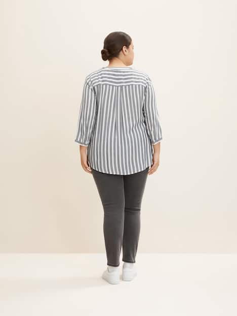 Gestreifte Henleybluse mit LENZING™ ECOVERO™