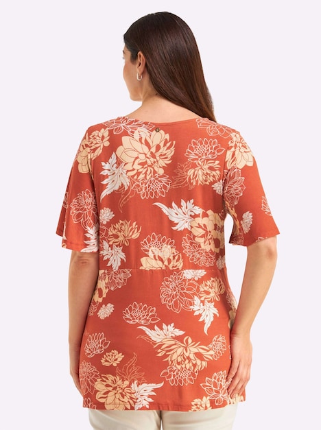 Halbarmshirt Shirt mit raffiniertem Knotendetail Kurzarm Ohne Kragen