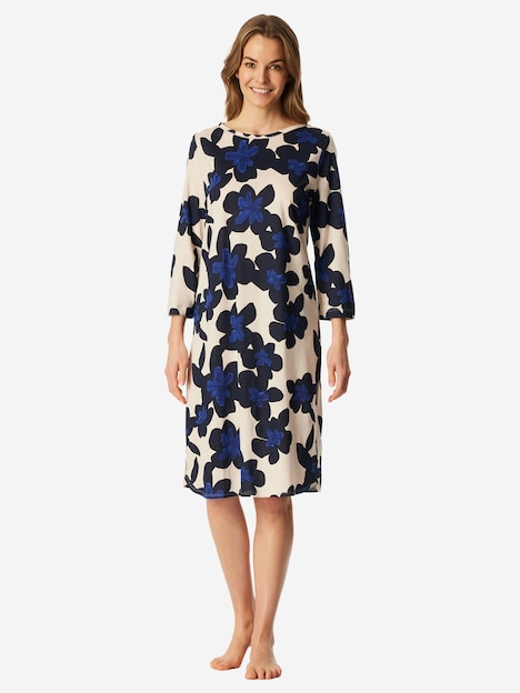 Schiesser Damen Nachthemd Comfort weiß,blau