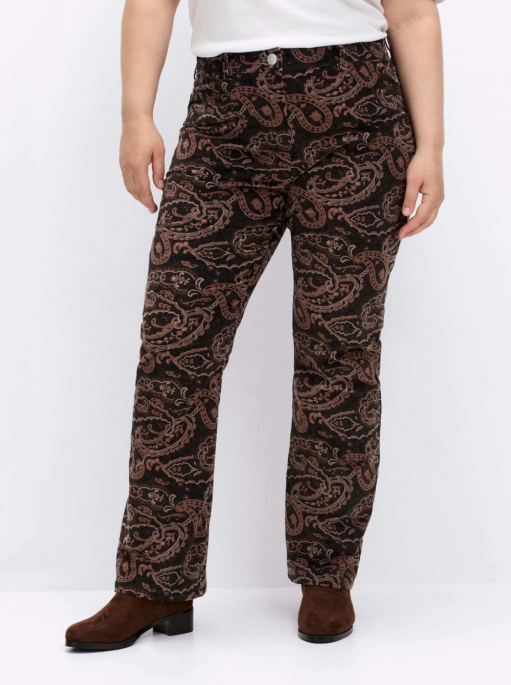 Hose Samthose mit Paisley-Print, in Bootcut-Form Elastische Einsätze