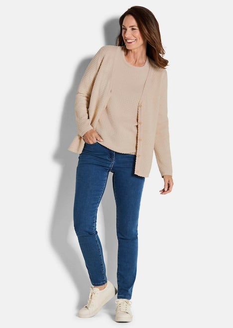 Baumwoll-Feinstrickjacke, Langarm