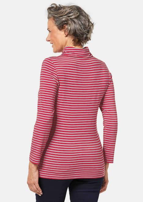 GOLDNER Gestreept shirt Huidvriendelijk gestreept shirt met col