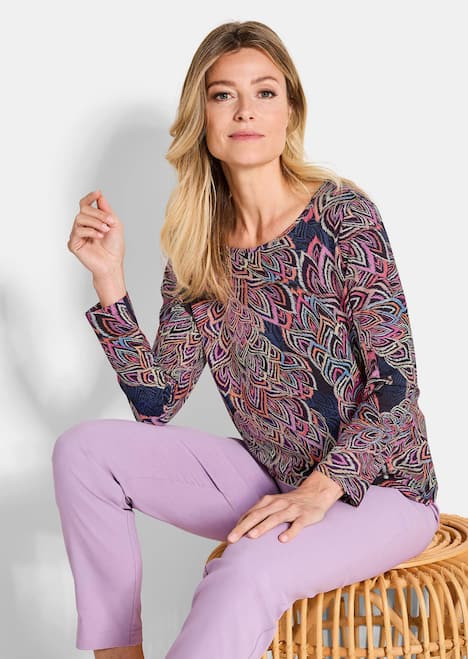 Langarm Printshirt, U-Boot-Ausschnitt