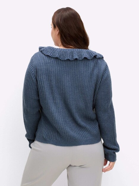 Strickjacke Langarm Volantkragen