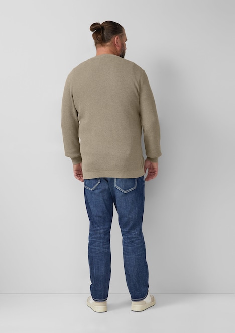 Strukturmix-Pullover aus reiner Baumwolle