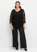 Spitzenshirt 3/4-Arm-Shirt aus elastischer Spitze, gefüttert 3/4-Arm Uni Ohne Kragen
