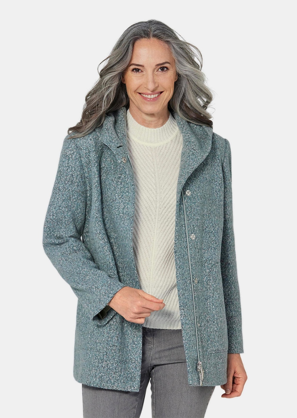 Unentbehrliche Boucle-Jacke mit feinen Details