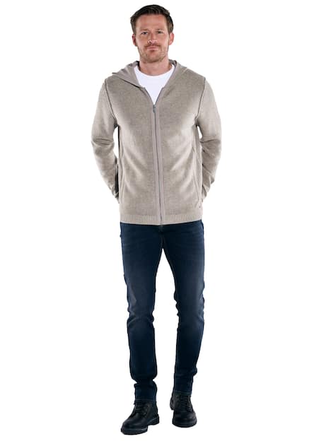 engbers Herren Strickjacke mit Kapuze , Silbergrau