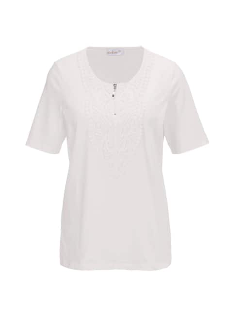 Rundhalsshirt mit Häkelspitze