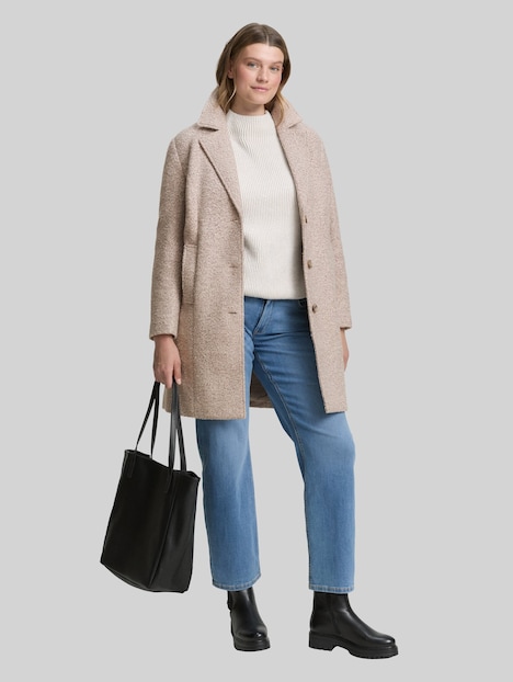 Bouclé Mantel mit Reverskragen