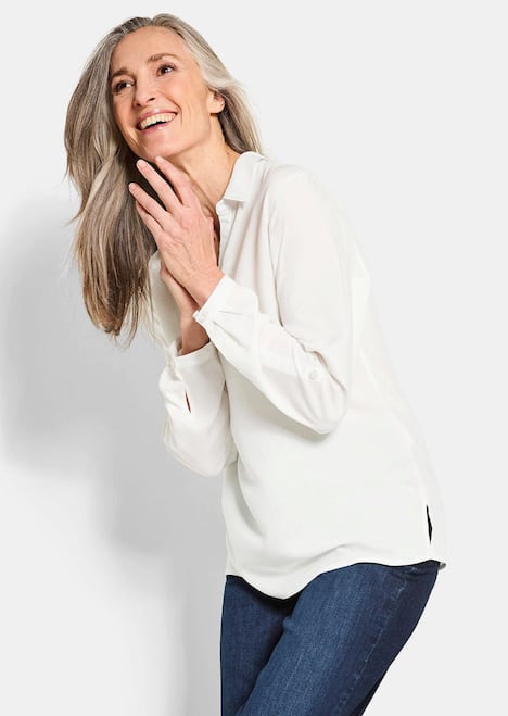 Zeitlose Viskosebluse mit Hemdkragen