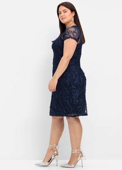 Spitzenkleid Kurzarm Uni