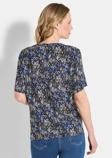 Elegantes Halbarm Blusenshirt, Druck