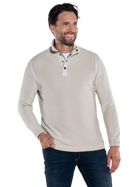 engbers Herren Strickpullover mit Troyerkragen , Braunbeige