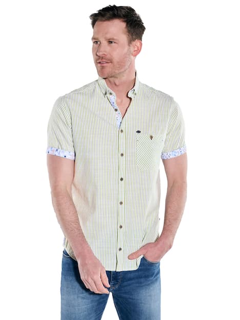 engbers Herren Kurzarm-Hemd gestreift , Khaki