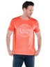 Herren Rundhals Print T-Shirt mit Flammstruktur , Hellrot