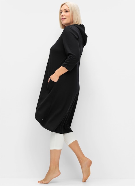 Shirtkleid Langarm Uni Mit Kapuze