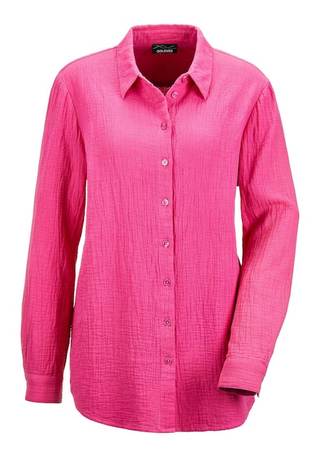 Verlängerte Langarm Musselin-Bluse