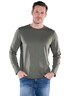 Herren Rundhals Shirt , Oliv