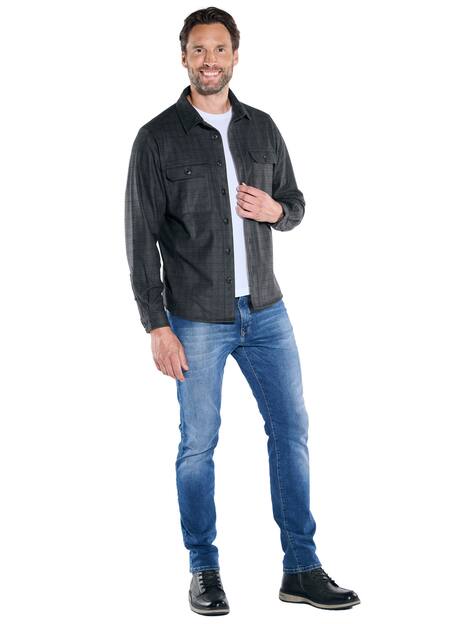 engbers Herren Overshirt kariert , Schwarz