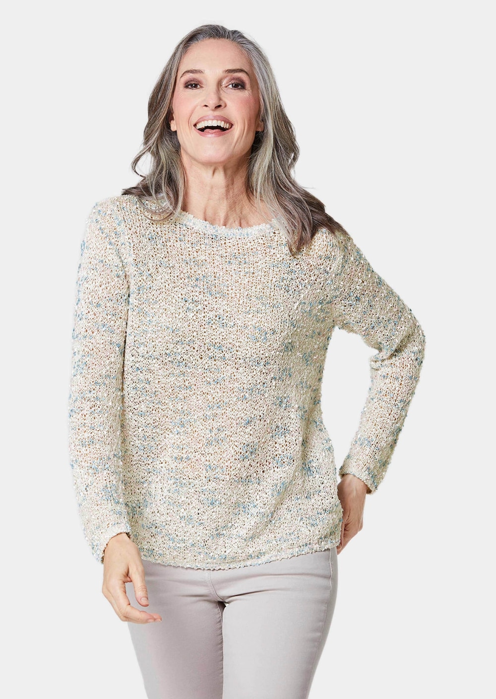 Pullover Effektvoller locker gestrickter Bändchengarnpullover