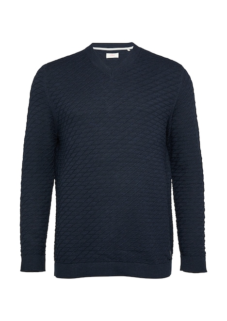Strukturierter Pullover mit V-Ausschnitt