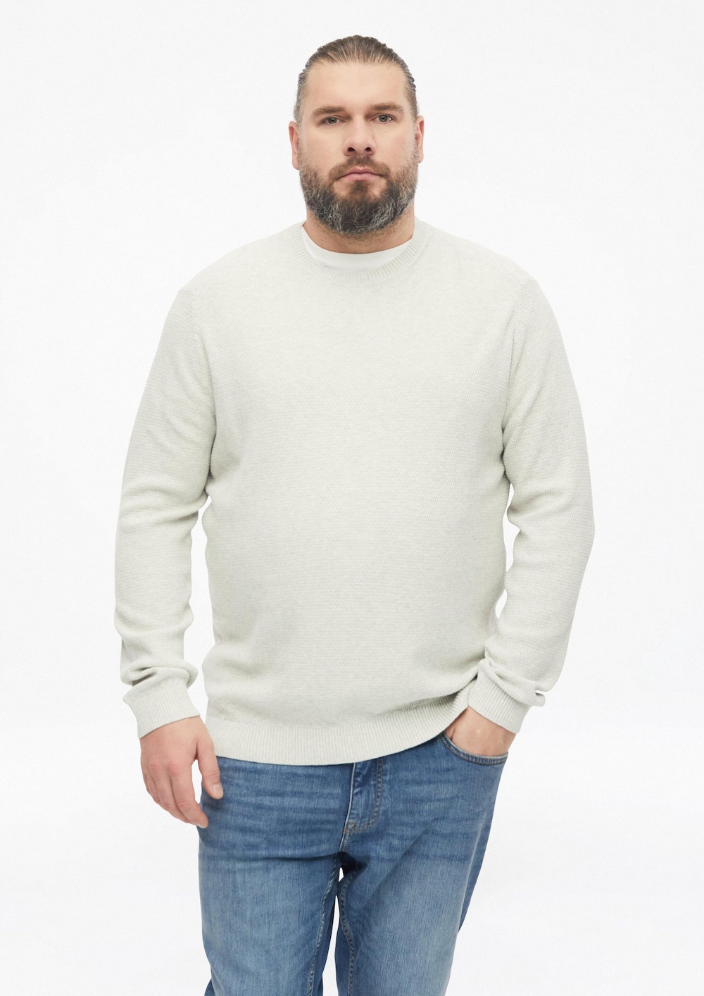 Struktur-Pullover aus 100% Baumwolle