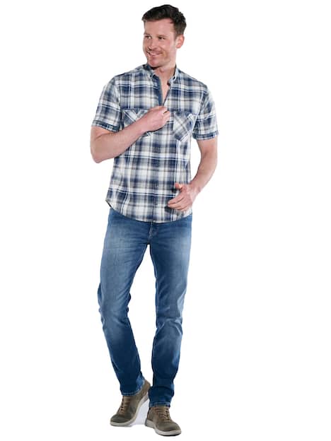 engbers Herren Kurzarm-Hemd kariert , Indigoblau