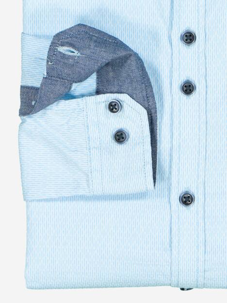 engbers Herren Langarm-Hemd gemustert , Hellblau