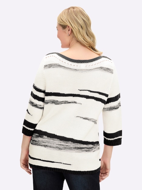 Pullover 3/4-Arm Links-Strick Sonstiges Muster Ohne Kragen