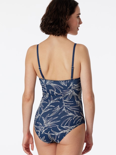 Schiesser Damen Badeanzug Bandeau - Ocean Swim - blau, weiß
