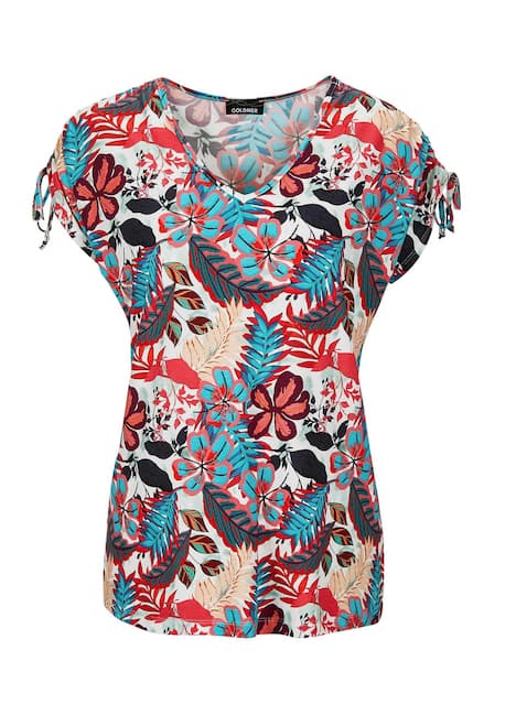 Florales Oberteil mit V-Ausschnitt