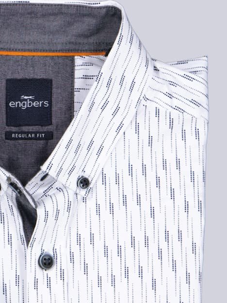 engbers Herren Hemd gemustert , Reinweiss