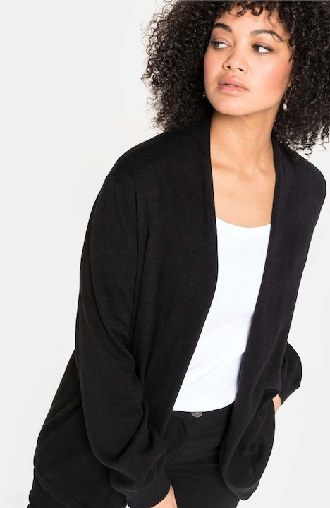 Strickjacke Strickjacke in offener Form Langarm Uni Schalkragen