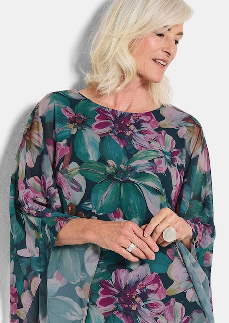 Blusenshirt mit Überwurf aus Chiffon