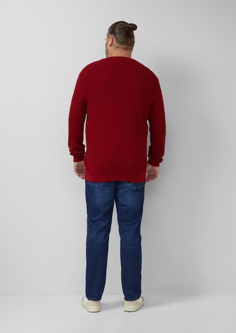Strukturmix-Pullover aus reiner Baumwolle