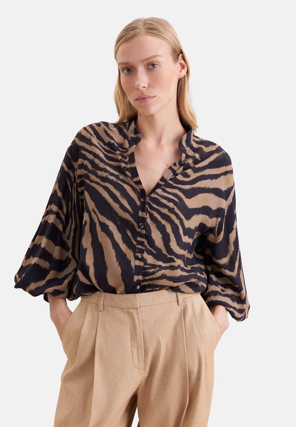 Damen Ausgestellte Bluse - Druck