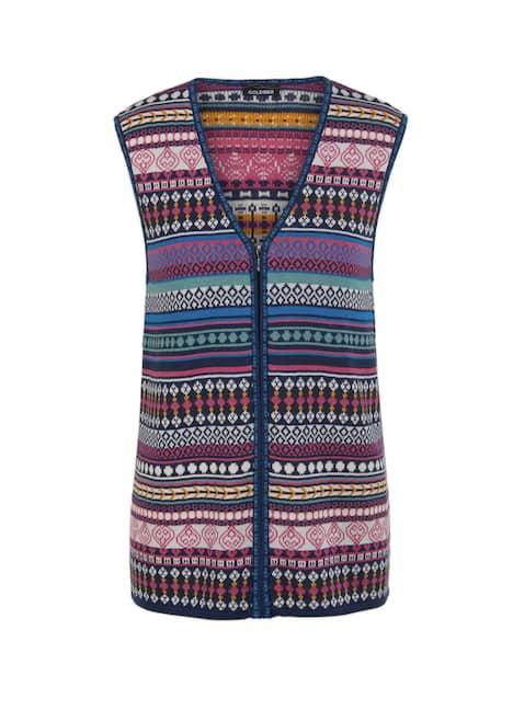GOLDNER Tricot vest Jacquard tricot vest met kleurrijk streepdessin