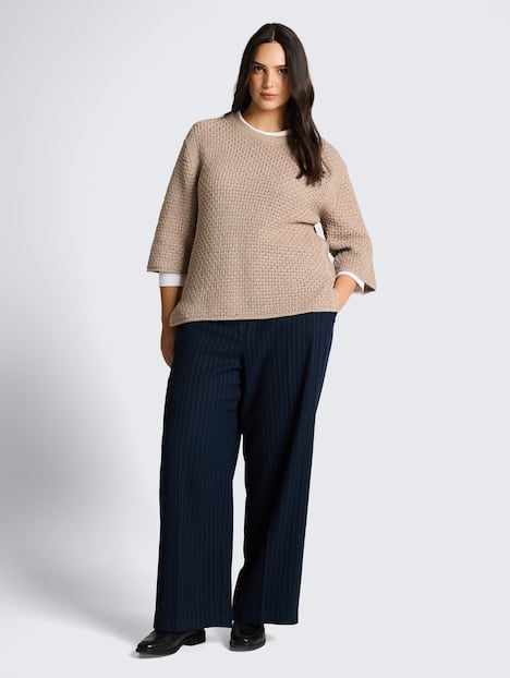 Tom Tailor Women PLUS Pullover & Strickjacken Plus Size - Loose Fit Strickpullover mit Lochmuster